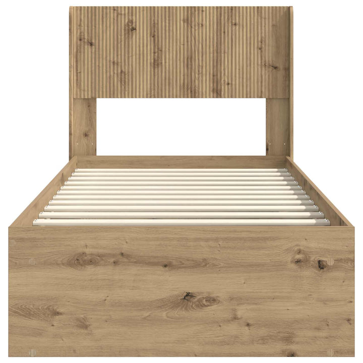 Sengestel med opbevaring og hovedgærde Artisan-eg 90 x 200 cm