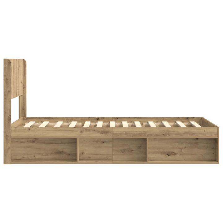 Sengestel med opbevaring og hovedgærde Artisan-eg 90 x 200 cm