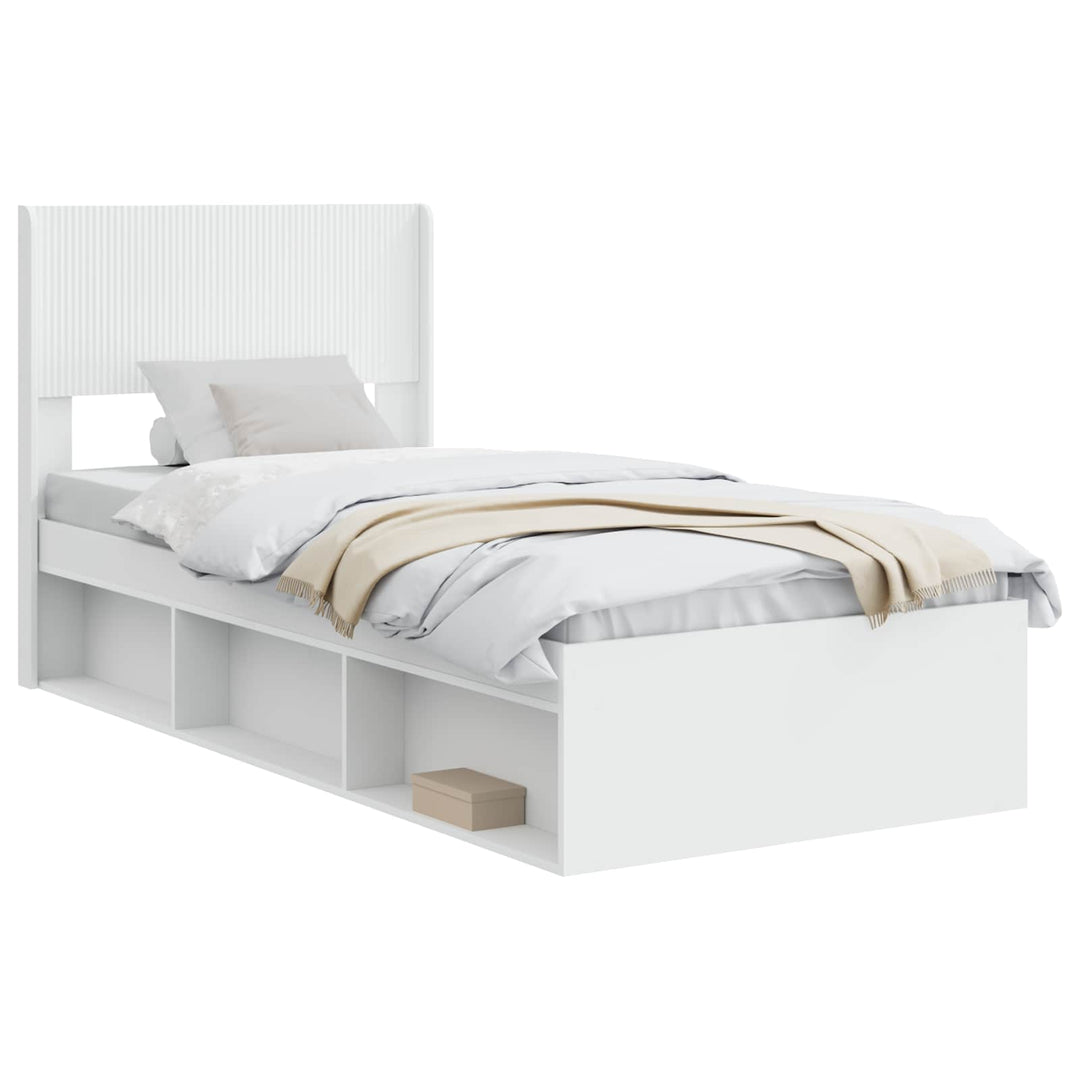 Sengestel med opbevaring og hovedgærde Hvid 75 x 190 cm