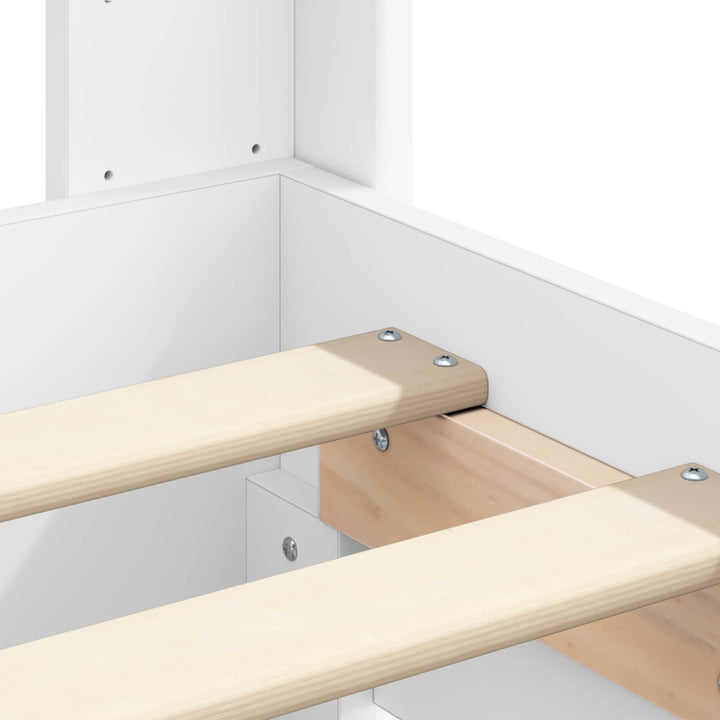 Sengestel med opbevaring og hovedgærde Hvid 200 x 200 cm