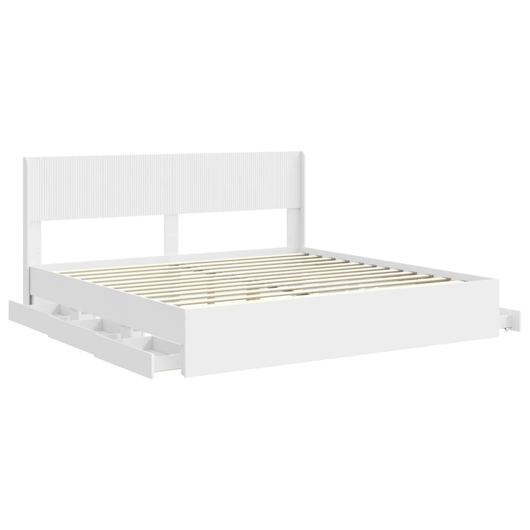 Sengestel med opbevaring og hovedgærde Hvid 200 x 200 cm