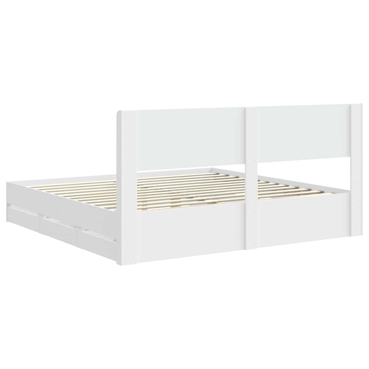 Sengestel med opbevaring og hovedgærde Hvid 200 x 200 cm