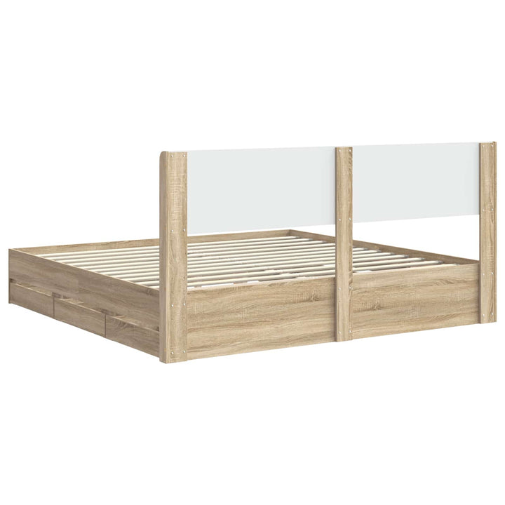 Sengestel med opbevaring og hovedgærde Sonoma-eg 200 x 200 cm