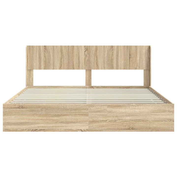 Sengestel med opbevaring og hovedgærde Sonoma-eg 200 x 200 cm