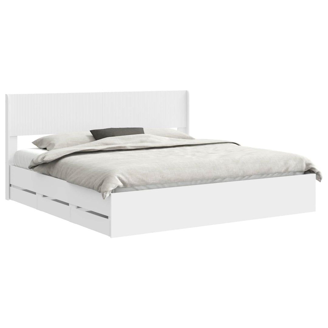 Sengestel med opbevaring og hovedgærde Hvid 180 x 200 cm