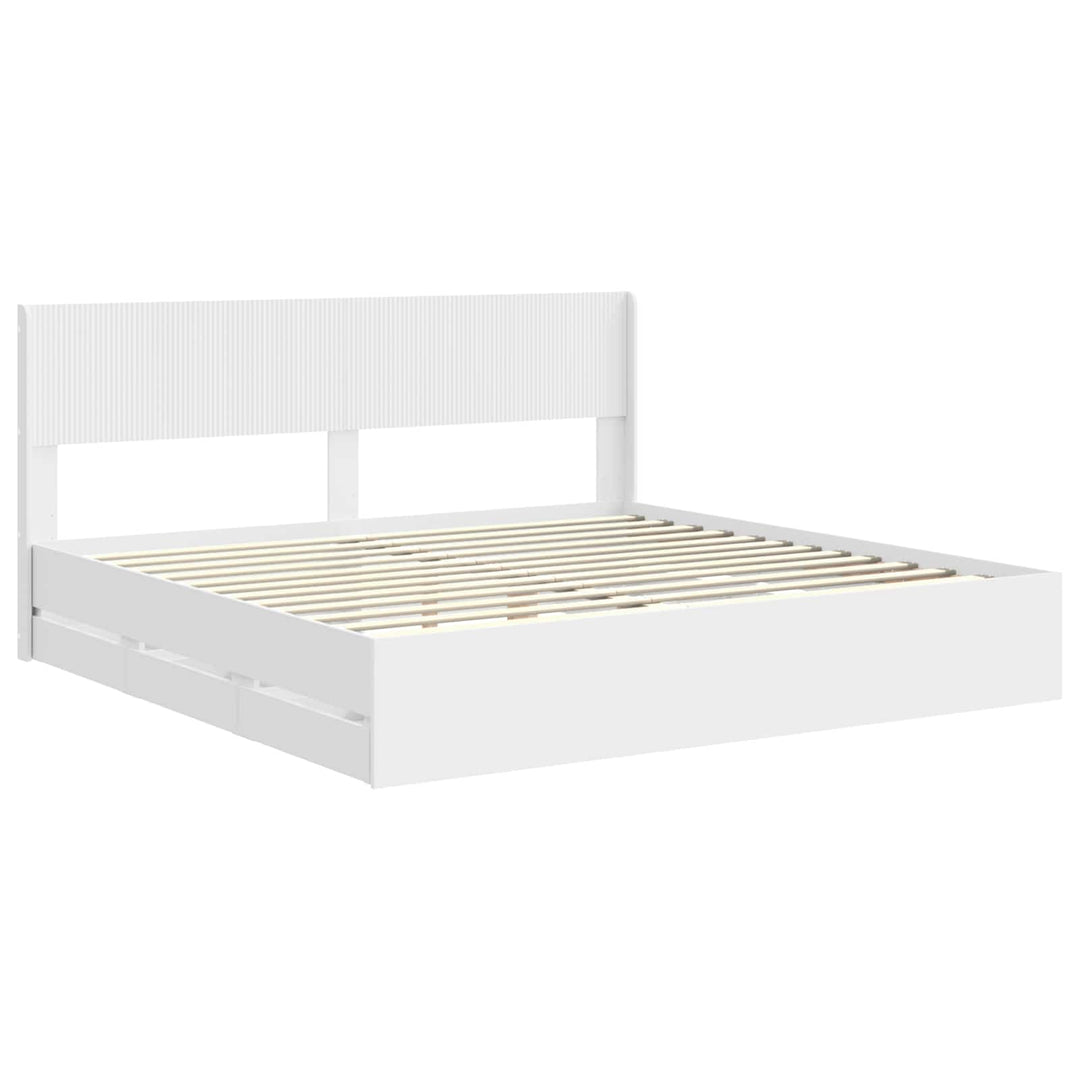Sengestel med opbevaring og hovedgærde Hvid 180 x 200 cm