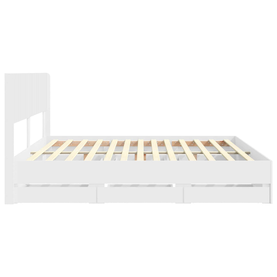 Sengestel med opbevaring og hovedgærde Hvid 180 x 200 cm