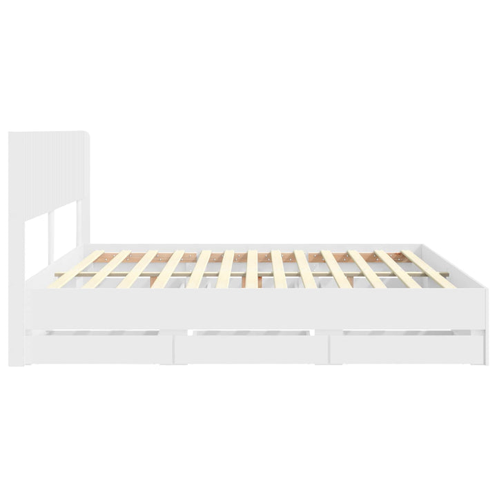 Sengestel med opbevaring og hovedgærde Hvid 180 x 200 cm