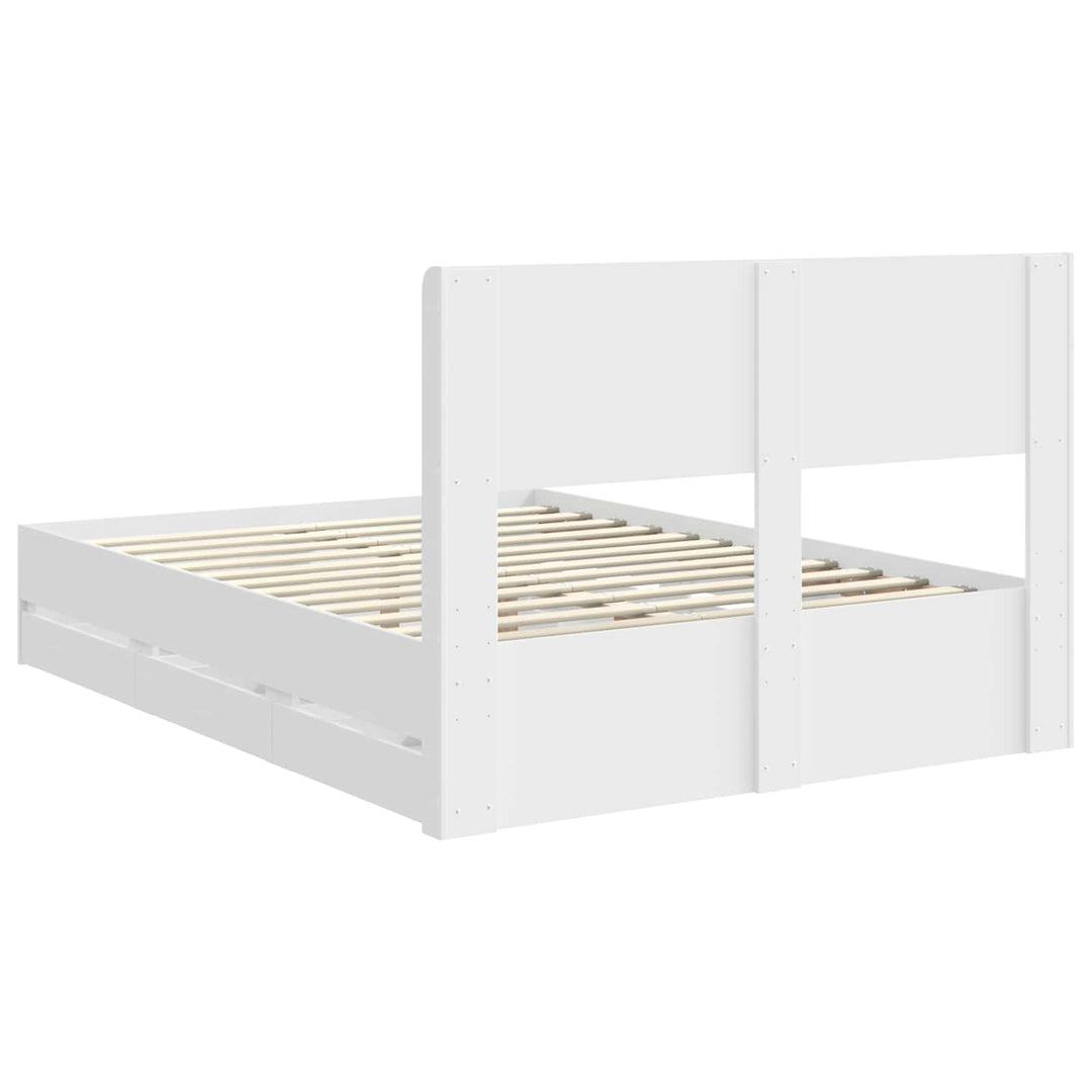 Sengestel med opbevaring og hovedgærde Hvid 160 x 200 cm