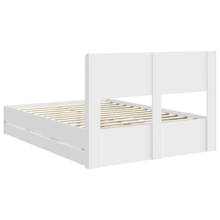 Sengestel med opbevaring og hovedgærde Hvid 160 x 200 cm