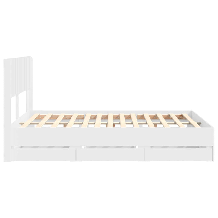 Sengestel med opbevaring og hovedgærde Hvid 160 x 200 cm