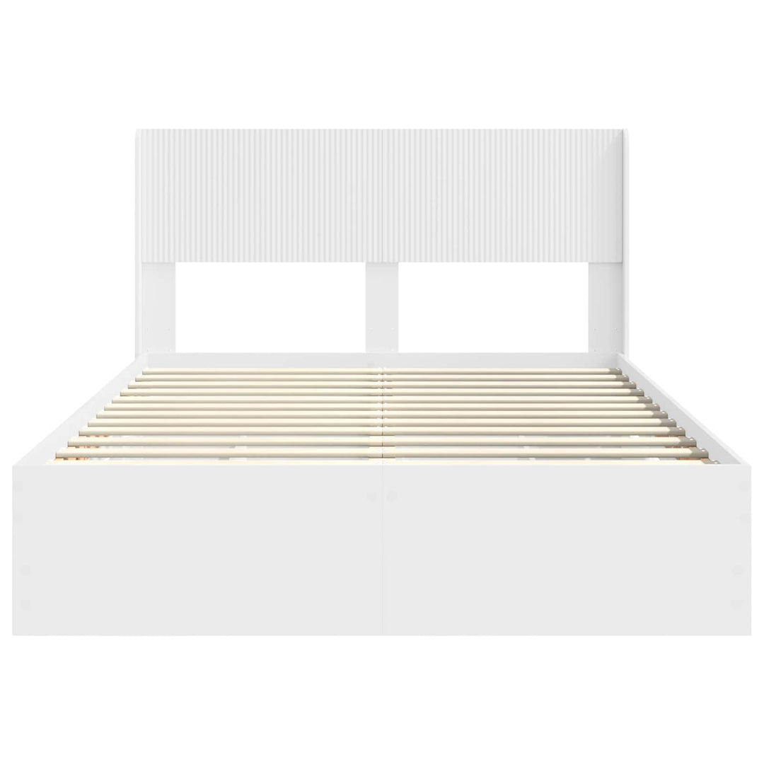 Sengestel med opbevaring og hovedgærde Hvid 150 x 200 cm