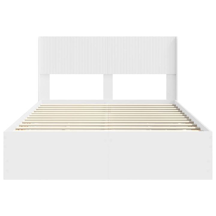 Sengestel med opbevaring og hovedgærde Hvid 150 x 200 cm