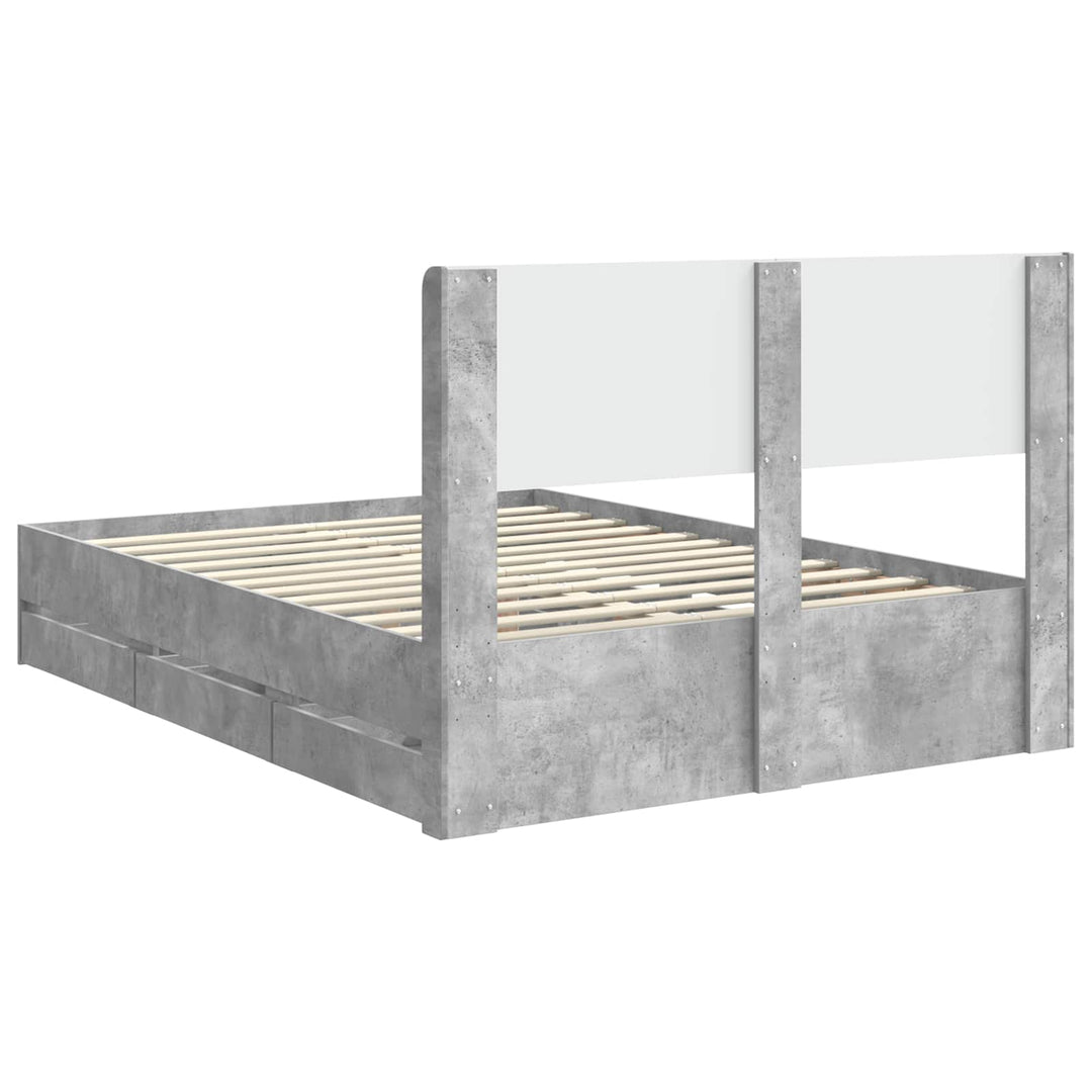 Sengestel med opbevaring og hovedgærde Betongrå 150 x 200 cm