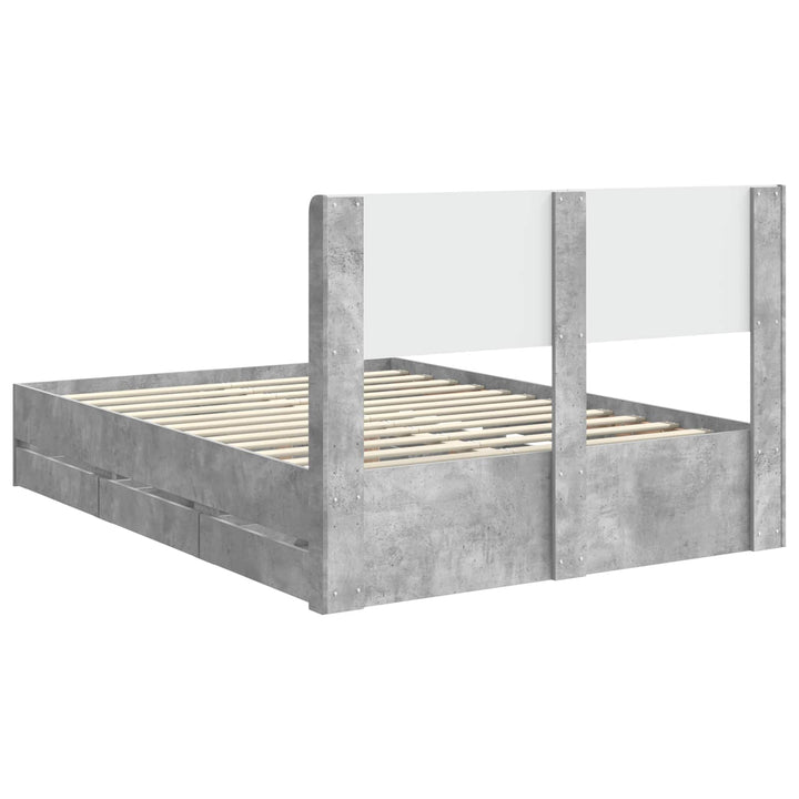 Sengestel med opbevaring og hovedgærde Betongrå 140 x 200 cm