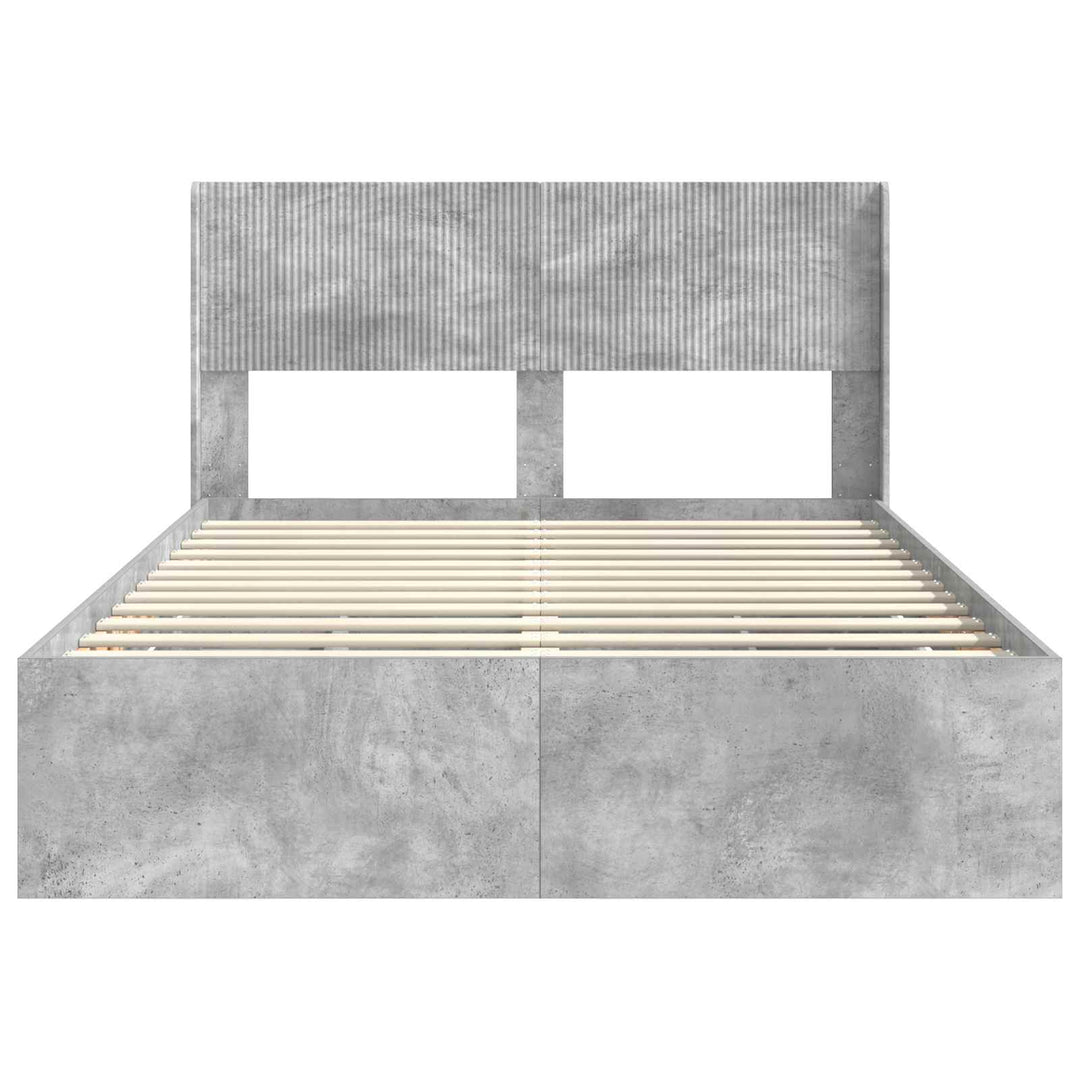 Sengestel med opbevaring og hovedgærde Betongrå 140 x 200 cm