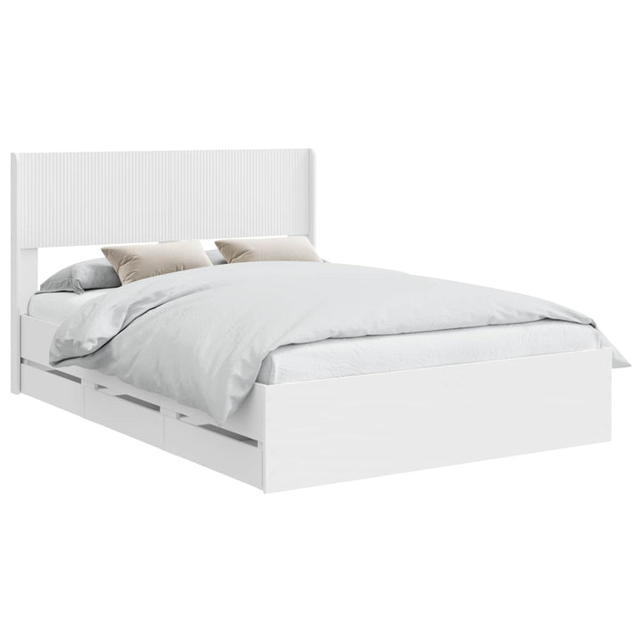 Sengestel med opbevaring og hovedgærde Hvid 140 x 190 cm