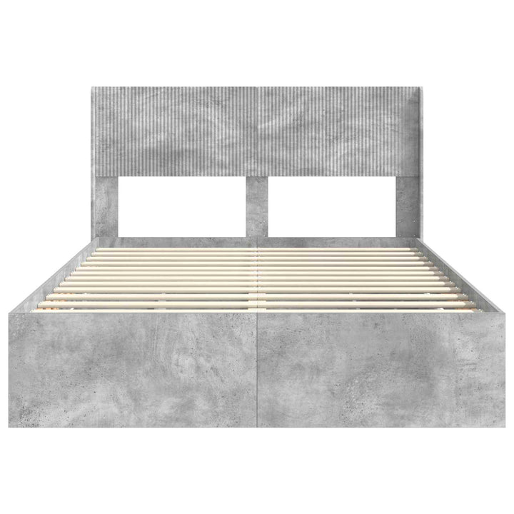 Sengestel med opbevaring og hovedgærde Betongrå 140 x 190 cm
