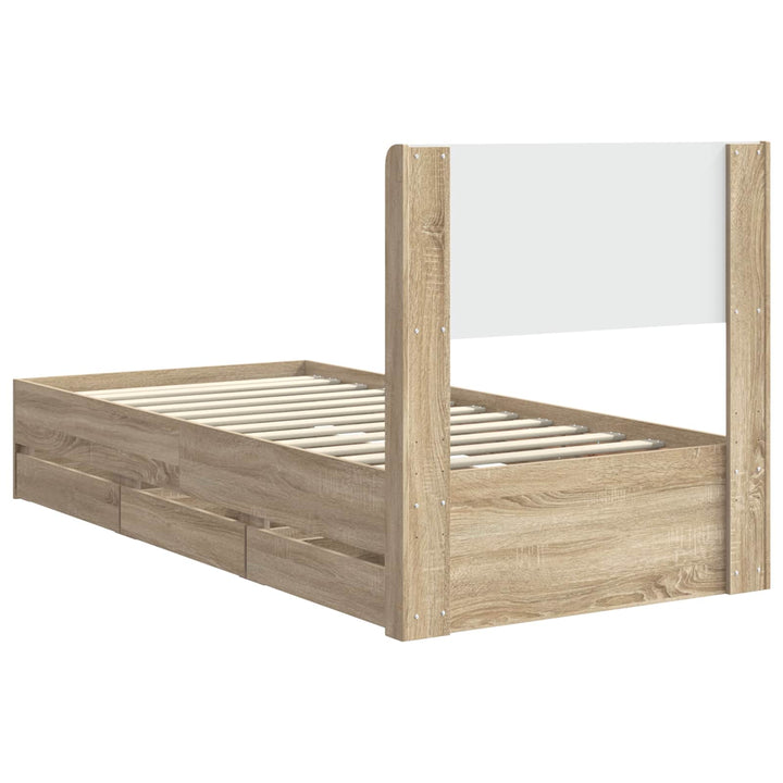 Sengestel med opbevaring og hovedgærde Sonoma-eg 100 x 200 cm