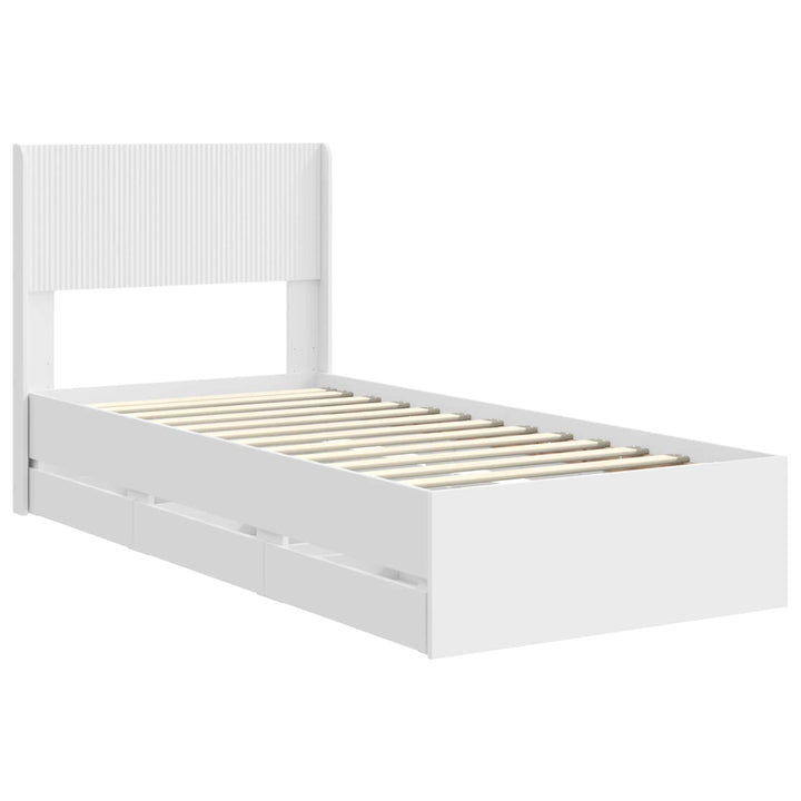 Sengestel med opbevaring og hovedgærde Hvid 90 x 200 cm