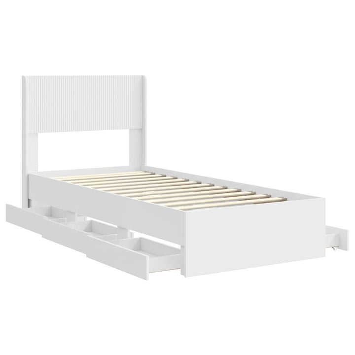 Sengestel med opbevaring og hovedgærde Hvid 90 x 200 cm