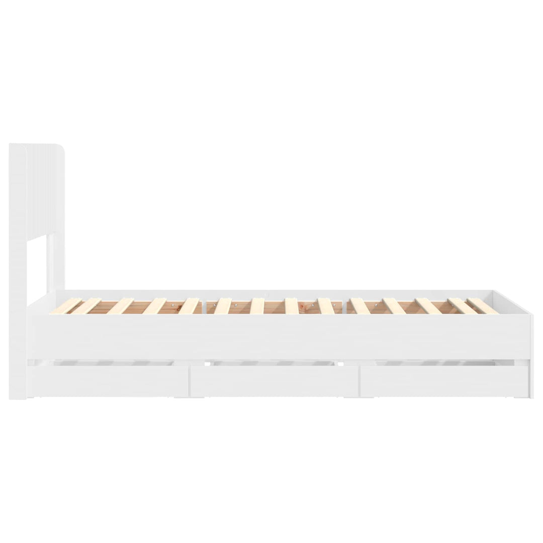 Sengestel med opbevaring og hovedgærde Hvid 90 x 200 cm