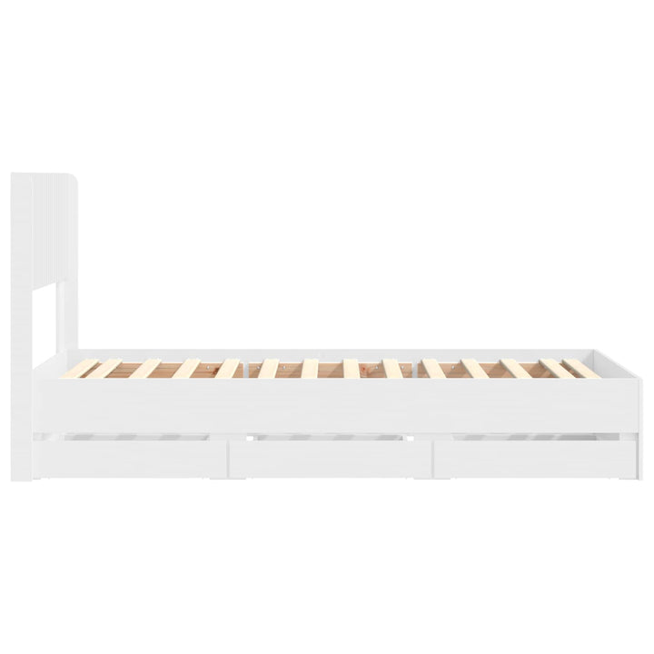 Sengestel med opbevaring og hovedgærde Hvid 90 x 200 cm