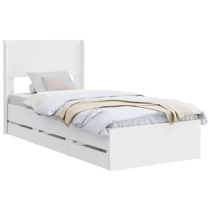 Sengestel med opbevaring og hovedgærde Hvid 75 x 190 cm