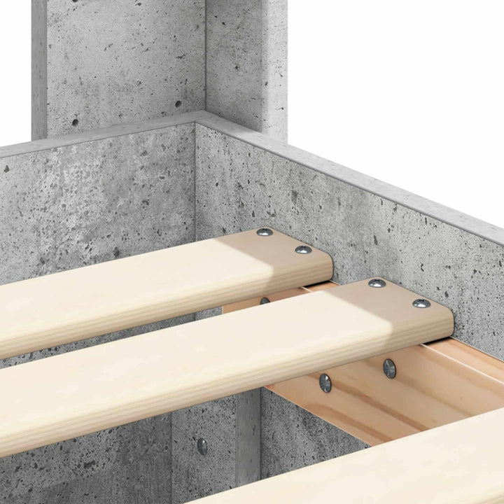 Sengestel med opbevaring og hovedgærde Betongrå 75 x 190 cm