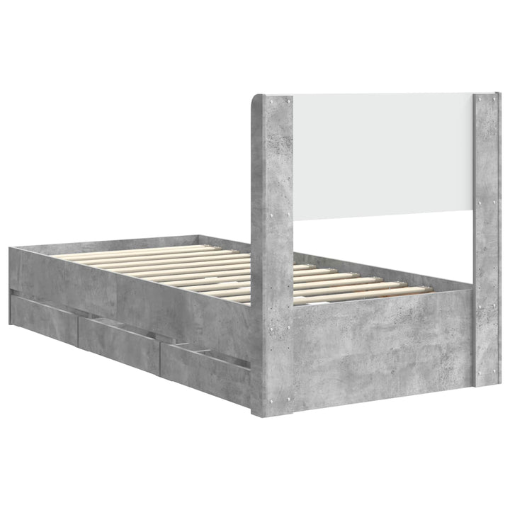 Sengestel med opbevaring og hovedgærde Betongrå 75 x 190 cm
