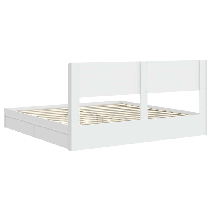 Sengestel med opbevaring og hovedgærde Hvid 180 x 200 cm