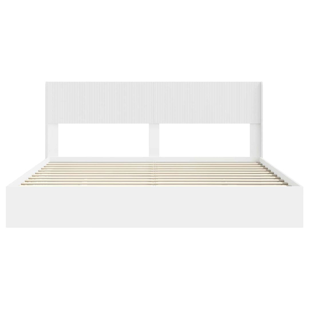 Sengestel med opbevaring og hovedgærde Hvid 180 x 200 cm