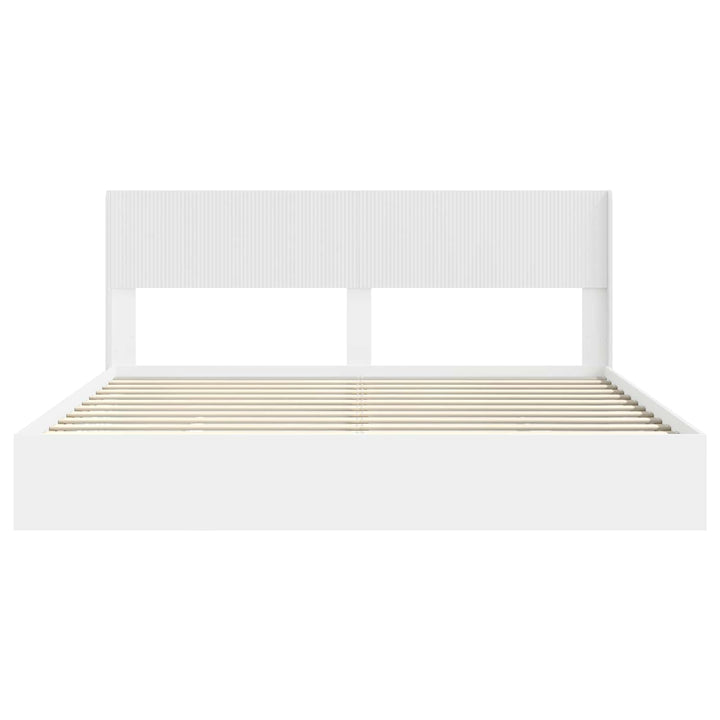 Sengestel med opbevaring og hovedgærde Hvid 180 x 200 cm