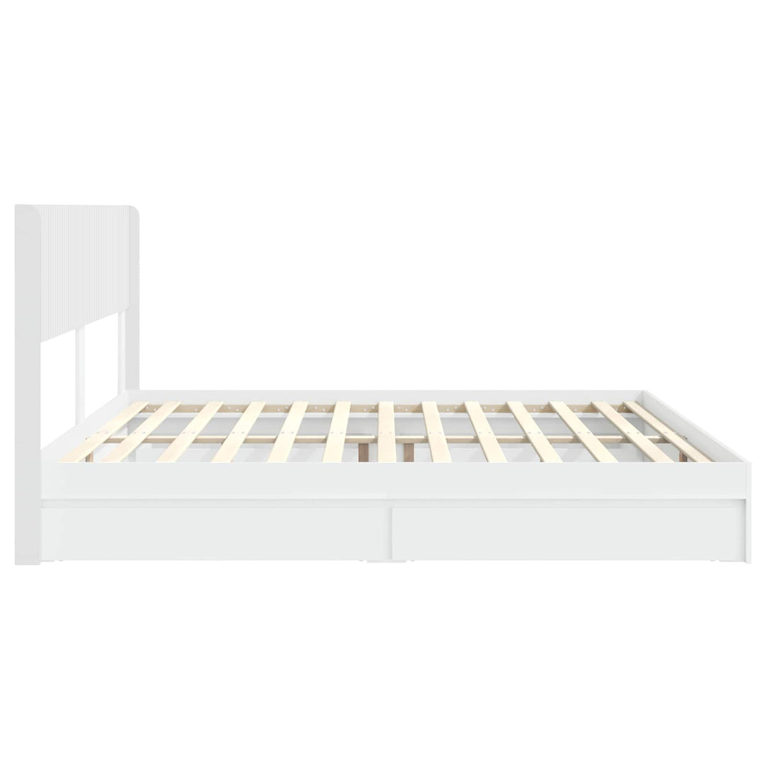 Sengestel med opbevaring og hovedgærde Hvid 180 x 200 cm