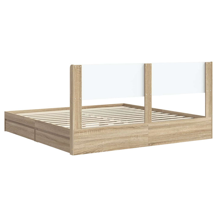 Sengestel med opbevaring og hovedgærde Sonoma-eg 180 x 200 cm