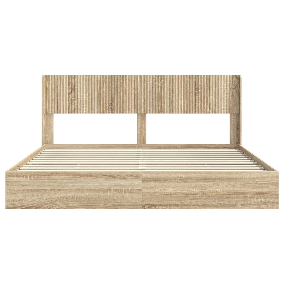 Sengestel med opbevaring og hovedgærde Sonoma-eg 180 x 200 cm