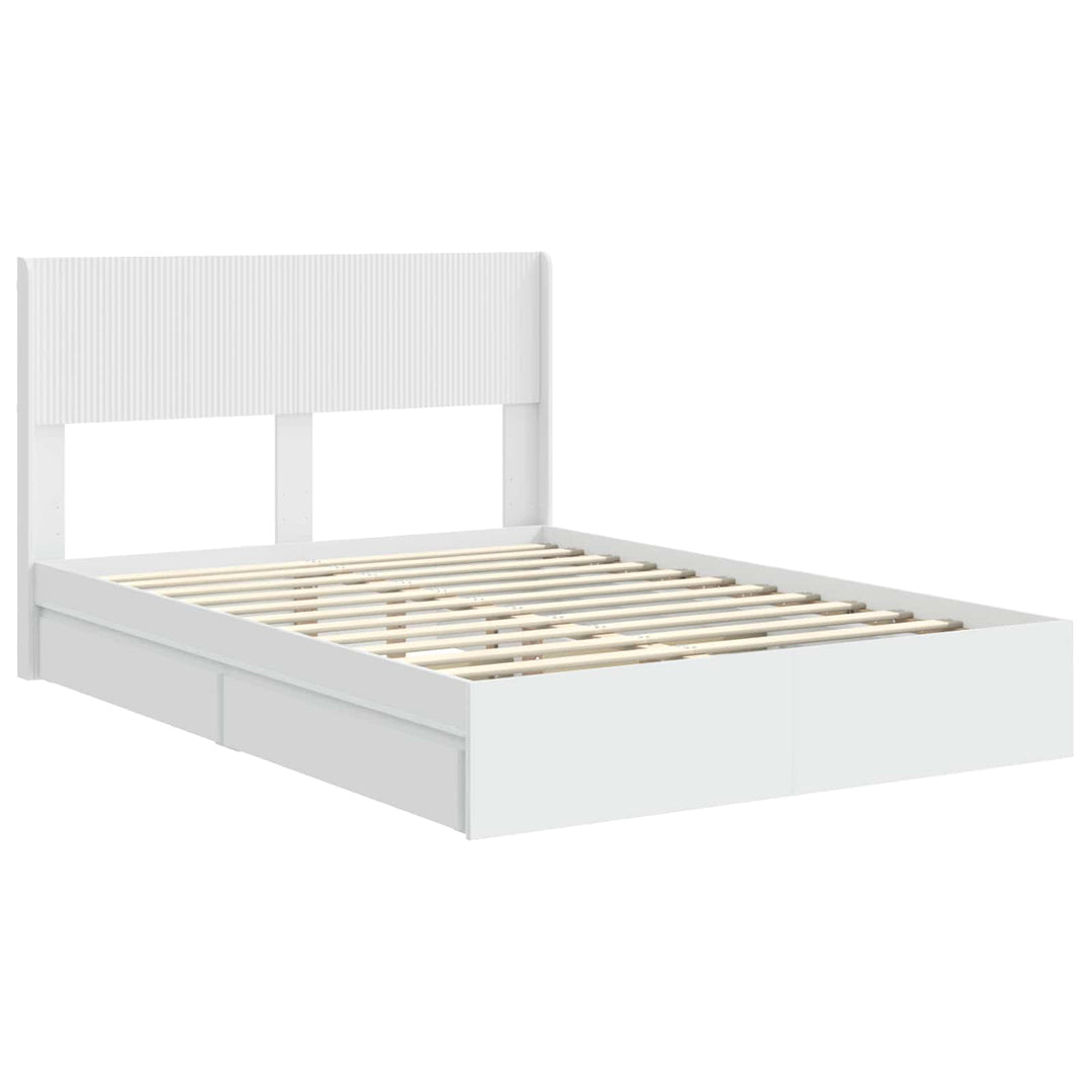 Sengestel med opbevaring og hovedgærde Hvid 160 x 200 cm
