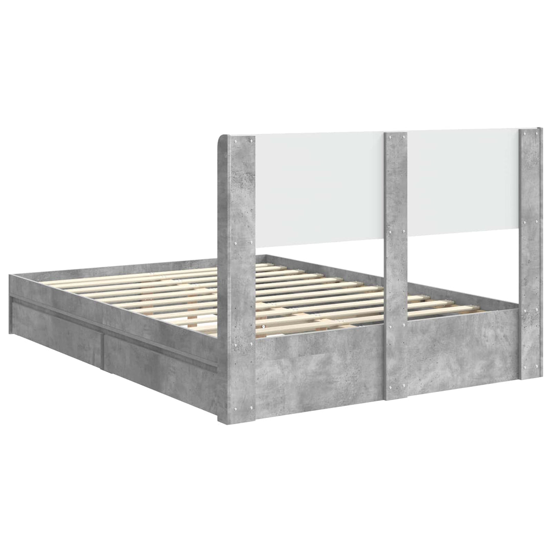 Sengestel med opbevaring og hovedgærde Betongrå 150 x 200 cm