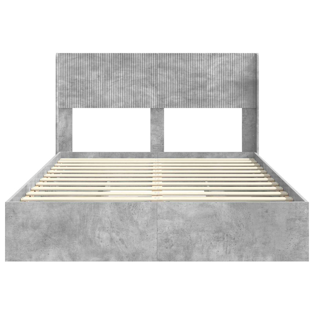 Sengestel med opbevaring og hovedgærde Betongrå 150 x 200 cm