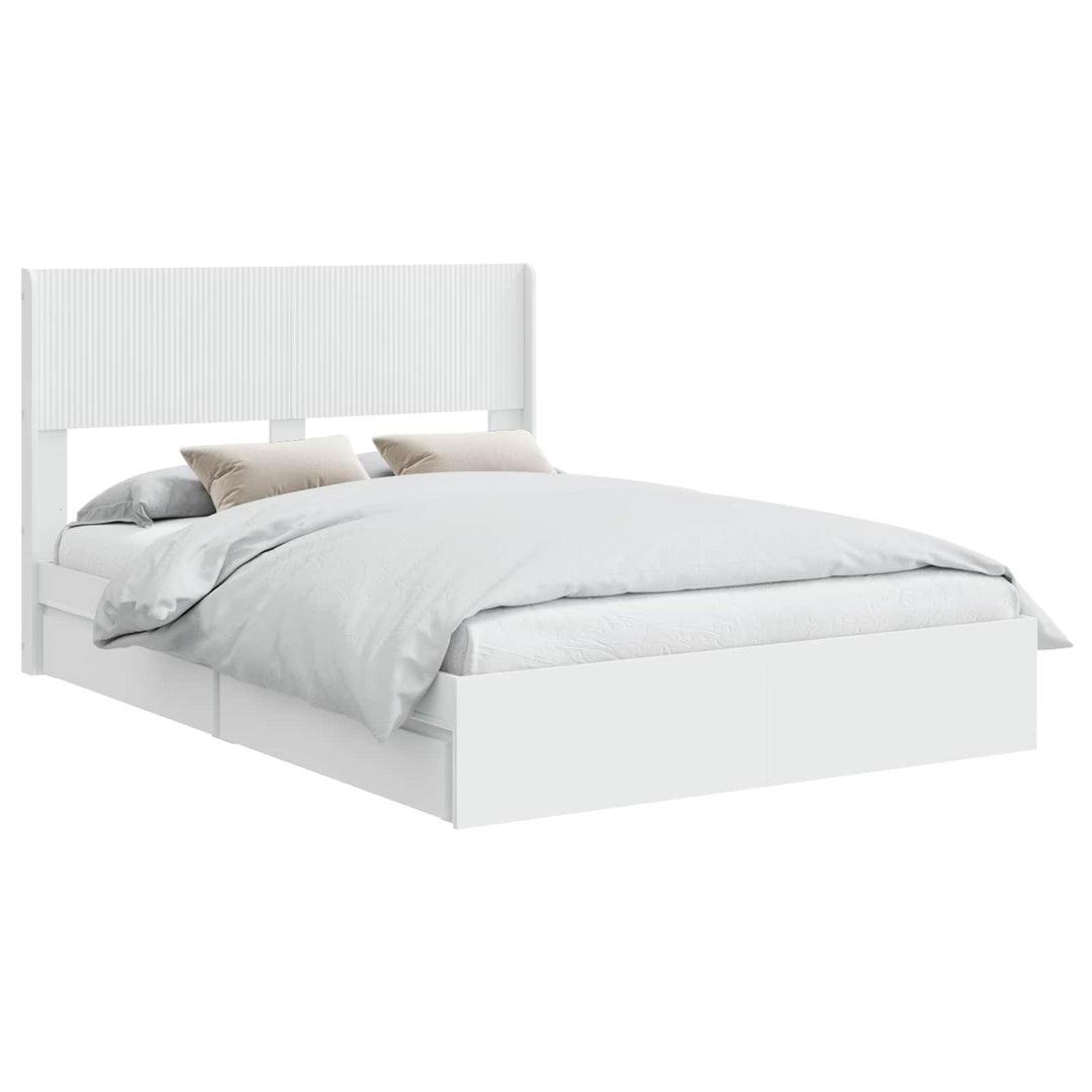 Sengestel med opbevaring og hovedgærde Hvid 140 x 200 cm