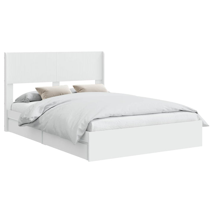 Sengestel med opbevaring og hovedgærde Hvid 140 x 200 cm