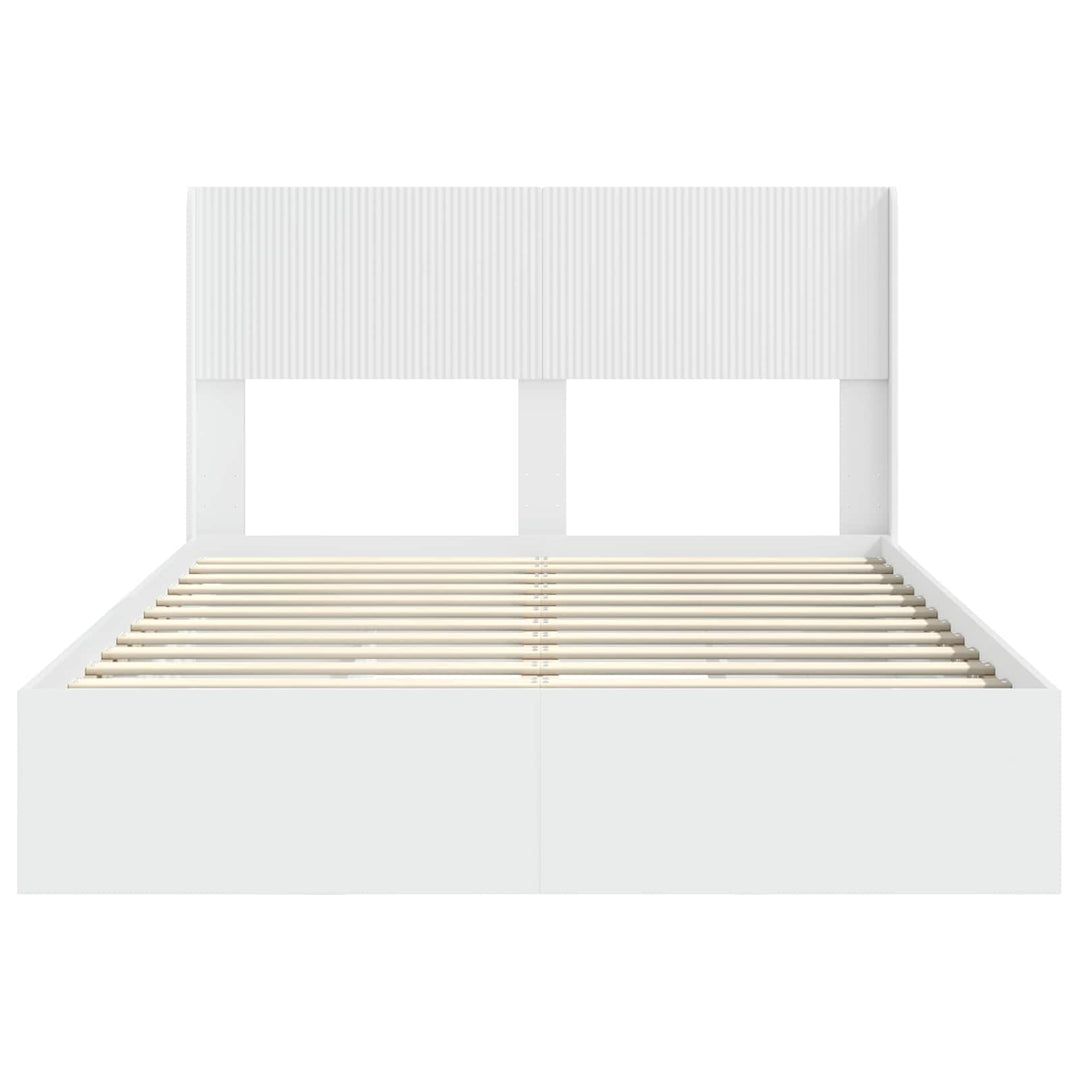 Sengestel med opbevaring og hovedgærde Hvid 140 x 200 cm