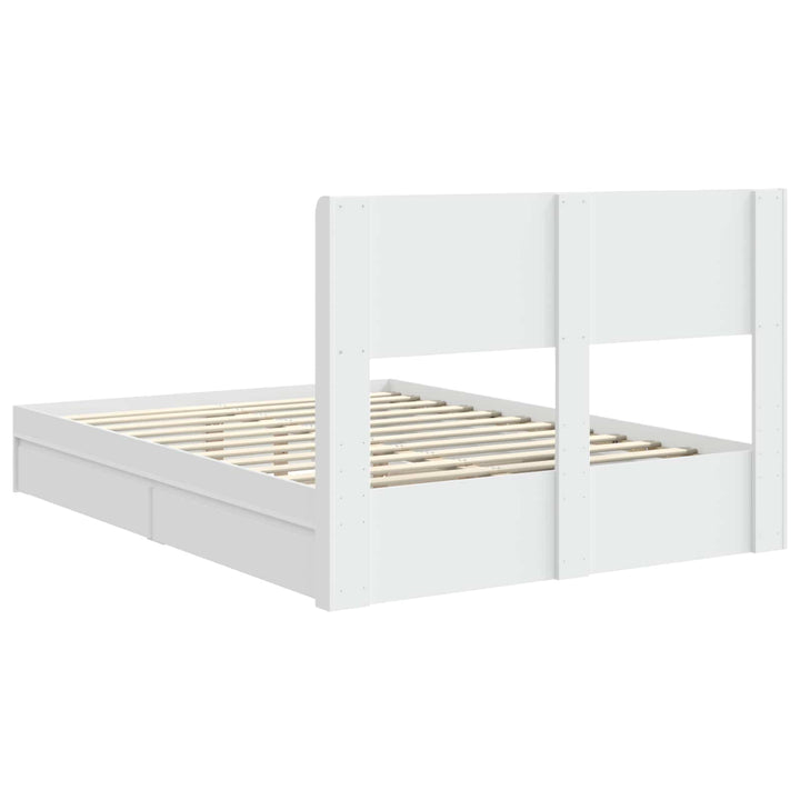 Sengestel med opbevaring og hovedgærde Hvid 140 x 190 cm