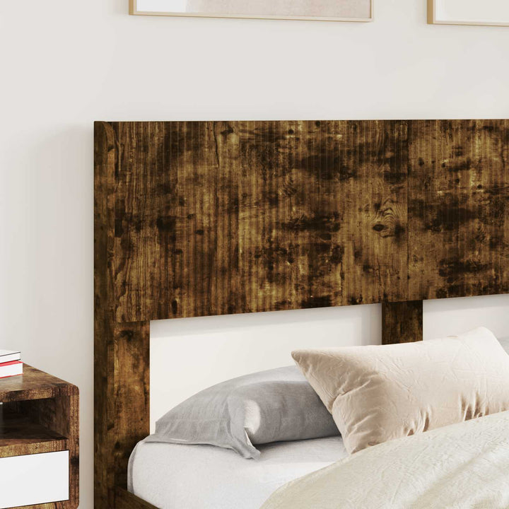 Sengestel med opbevaring og hovedgærde Røget eg 135 x 190 cm