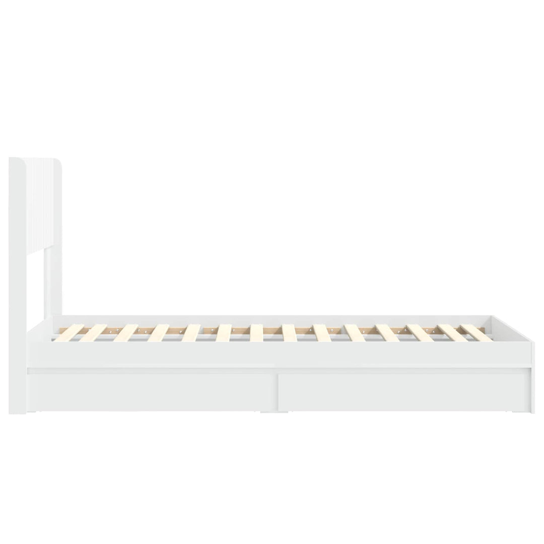 Sengestel med opbevaring og hovedgærde Hvid 90 x 200 cm