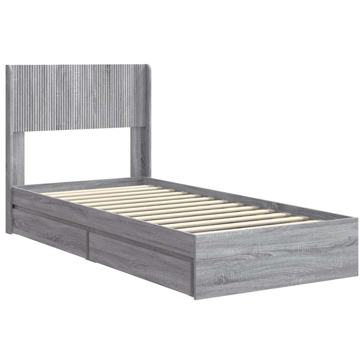 Sengestel med opbevaring og hovedgærde Grå Sonoma 90 x 200 cm
