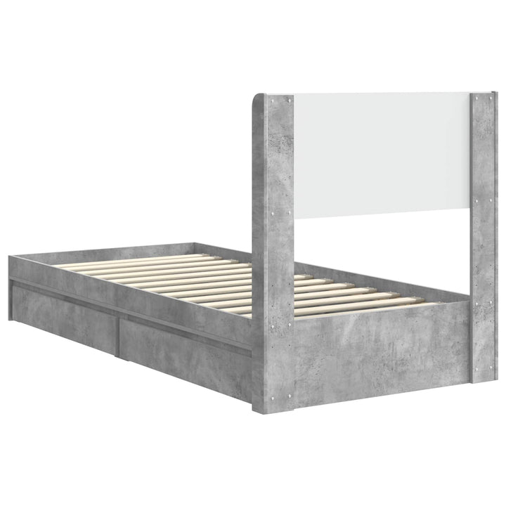 Sengestel med opbevaring og hovedgærde Betongrå 90 x 190 cm