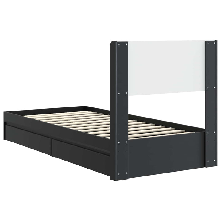 Sengestel med opbevaring og hovedgærde Sort 75 x 190 cm