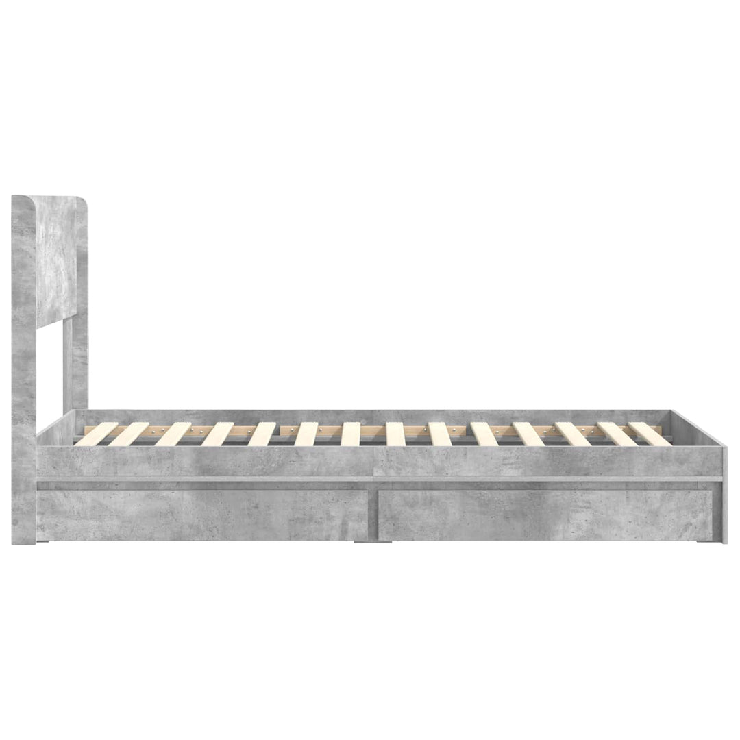 Sengestel med opbevaring og hovedgærde Betongrå 75 x 190 cm