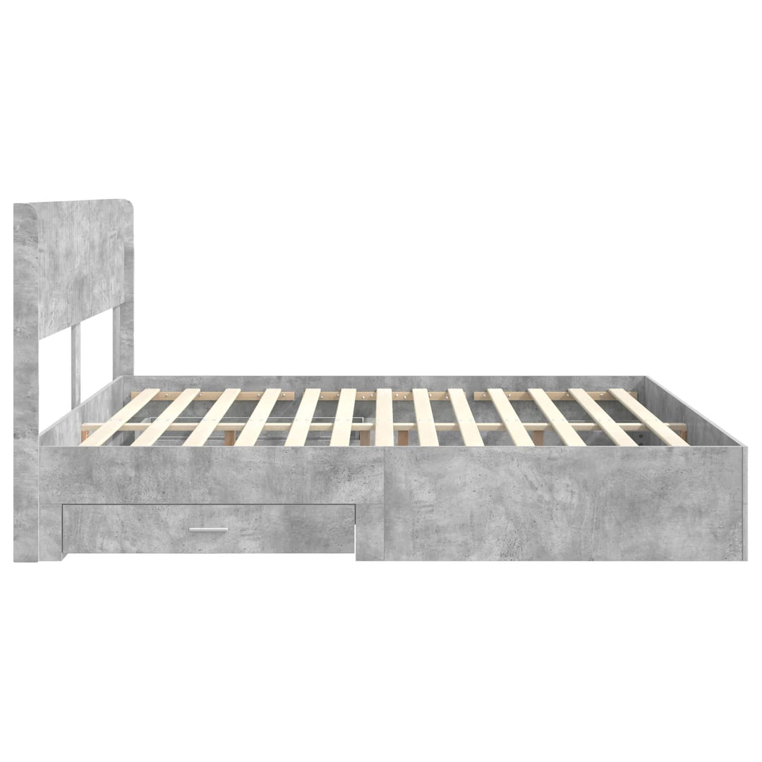 Sengestel med opbevaring og hovedgærde Betongrå 180 x 200 cm